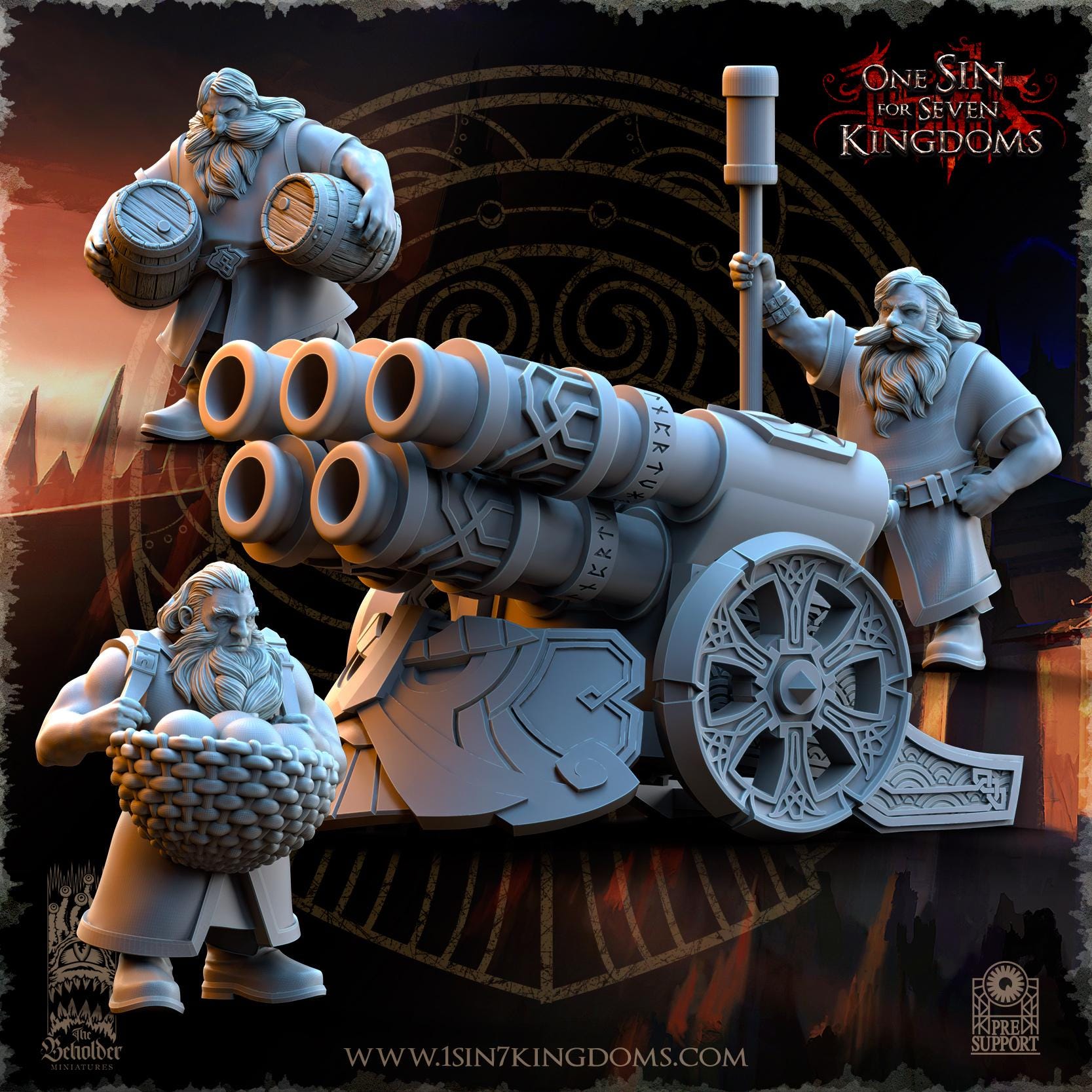 Dwarven Kingdoms Volcano Battery Cannon | The Beholder Miniatures | Compatible with D&D/AoS | Fantasy | Tabletop RPG