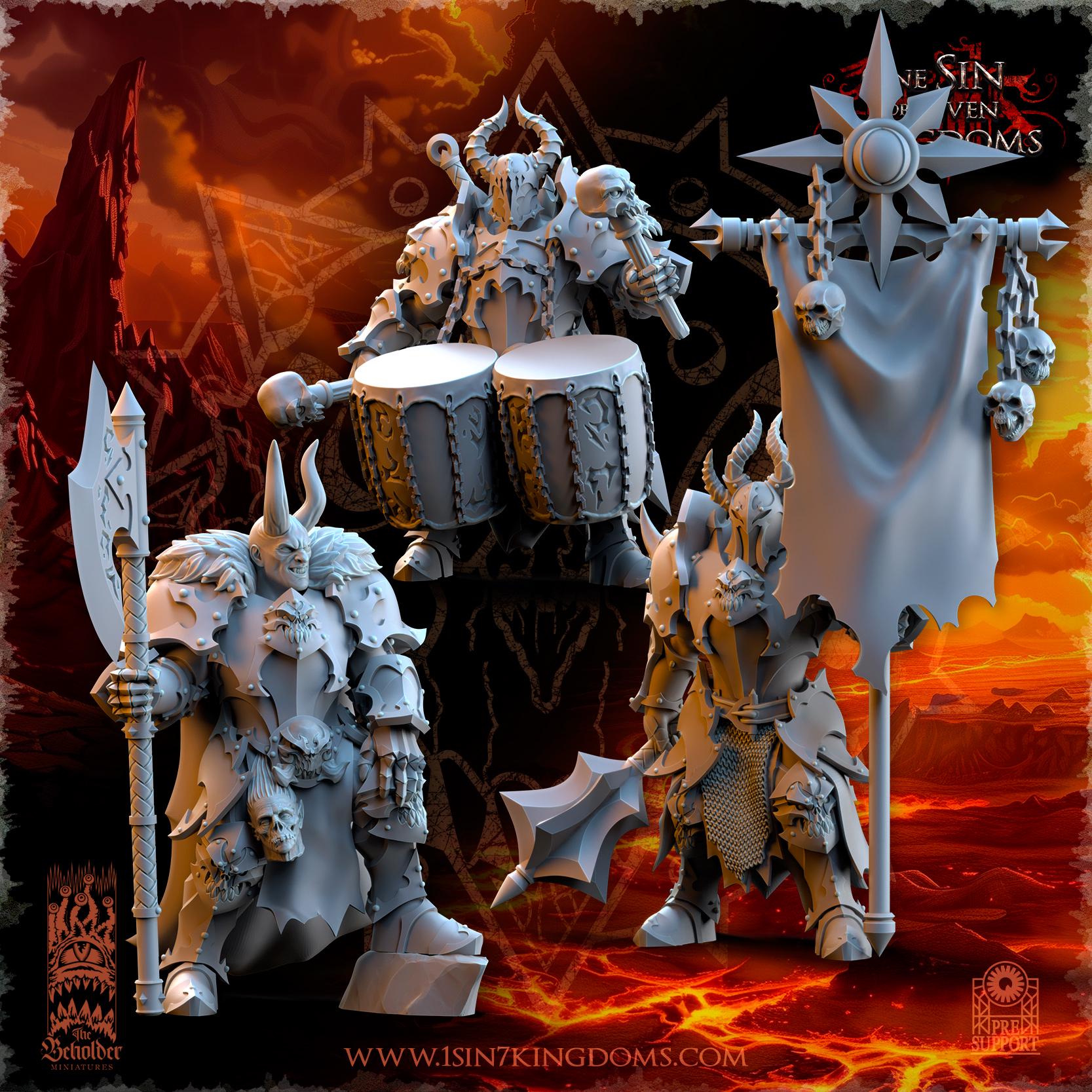 Realms of Mayhem Ascended Knight Command | The Beholder Miniatures | Compatible with D&D/AoS | Fantasy | Tabletop RPG
