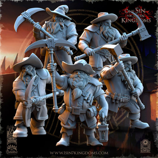 Dwarven Kingdoms Miners | The Beholder Miniatures | Compatible with D&D/AoS | Fantasy | Tabletop RPG