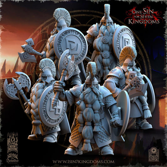 Dwarven Kingdoms Highborn Warriors with Axe and Shield | The Beholder Miniatures | Compatible with D&D/AoS | Fantasy | Tabletop RPG