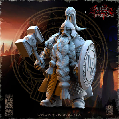 Dwarven Kingdoms Highborn Warriors with Hammer and Shield | The Beholder Miniatures | Compatible with D&D/AoS | Fantasy | Tabletop RPG