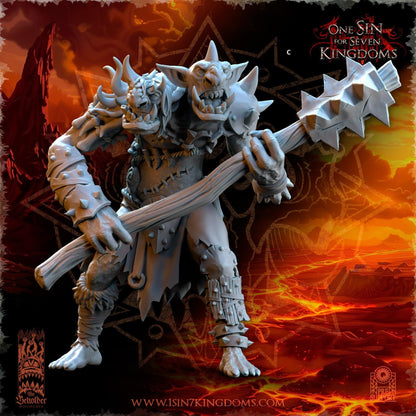Realms of Mayhem Trolls with Great Weapon | The Beholder Miniatures | Compatible with D&D/AoS | Fantasy | Tabletop RPG