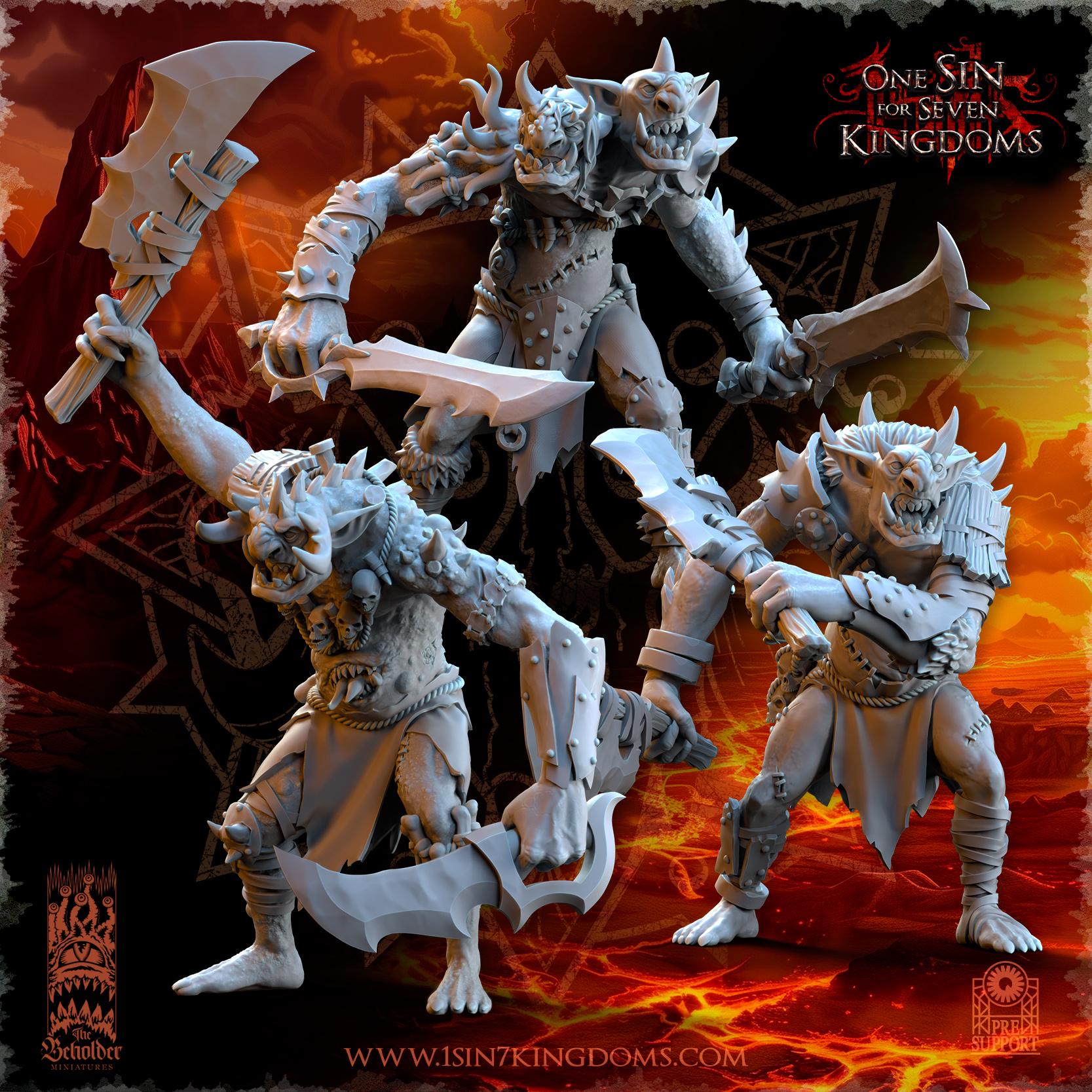Realms of Mayhem Trolls with Cleavers | The Beholder Miniatures | Compatible with D&D/AoS | Fantasy | Tabletop RPG