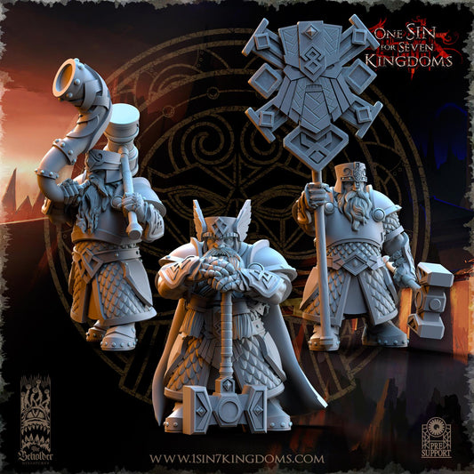 Dwarven Kingdoms Hammer Brothers Command Group | The Beholder Miniatures | Compatible with D&D/AoS | Fantasy | Tabletop RPG