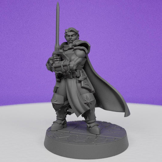 Human Paladin in Guard Stance | CastnPlay Miniatures | Compatible with D&D/AoS | Fantasy | Tabletop RPG