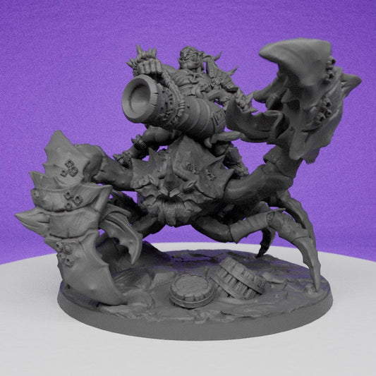 Ogre Gunner on Marshclaw the Swamp Crab | Artisan Guild Miniatures | Compatible with D&D/AoS | Fantasy | Tabletop RPG