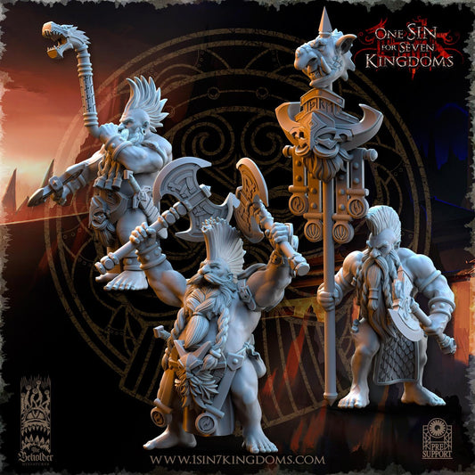 Dwarven Kingdoms Cleavers of Molten Core Command | The Beholder Miniatures | Compatible with D&D/AoS | Fantasy | Tabletop RPG