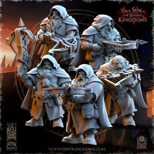 Dwarven Kingdoms Sharpshooters with Crossbow | The Beholder Miniatures | Compatible with D&D/AoS | Fantasy | Tabletop RPG