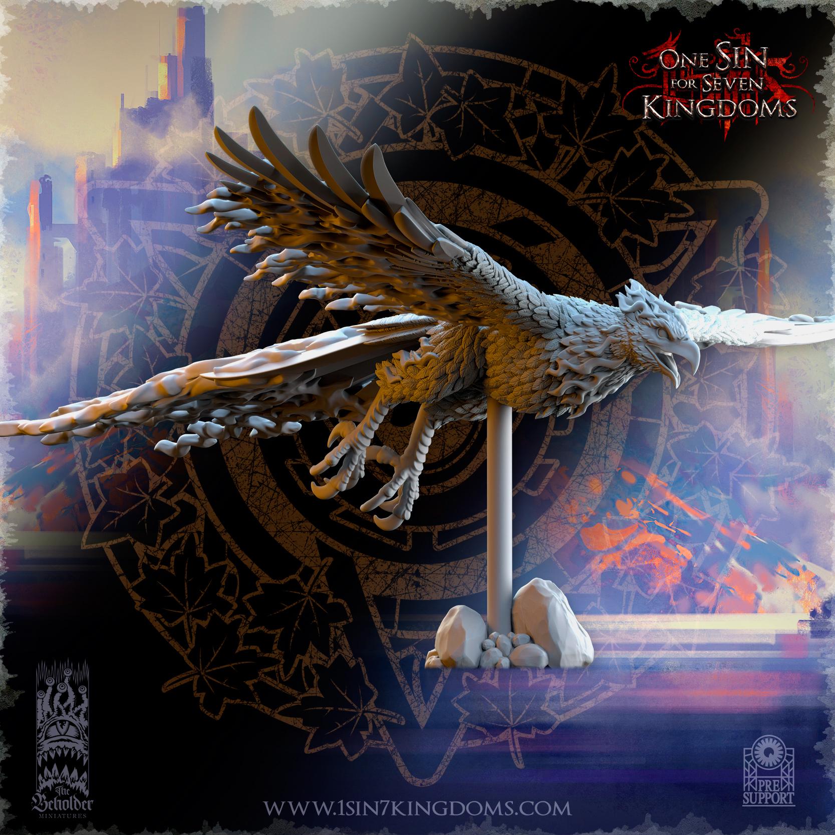 SilverMoor Elf Searing Bird Lord Phoenix | The Beholder Miniatures | Compatible with D&D/AoS | Fantasy | Tabletop RPG