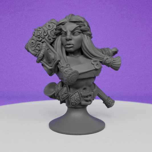 Dwarf Berserker Female Bust | Artisan Guild | Compatible with D&D/AoS | Fantasy