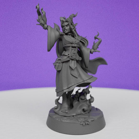 Tiefling Sorcerer Master | CastnPlay Miniatures | Compatible with D&D/AoS | Fantasy | Tabletop RPG