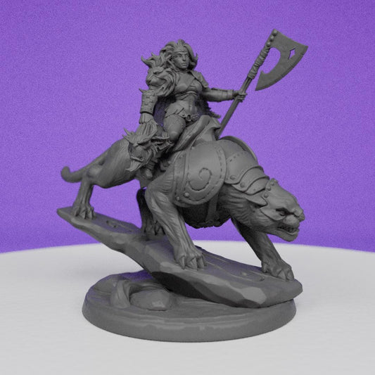Mounted Leona Sisterhood Warmaster | Artisan Guild Miniatures | Compatible with D&D/AoS | Fantasy | Tabletop RPG