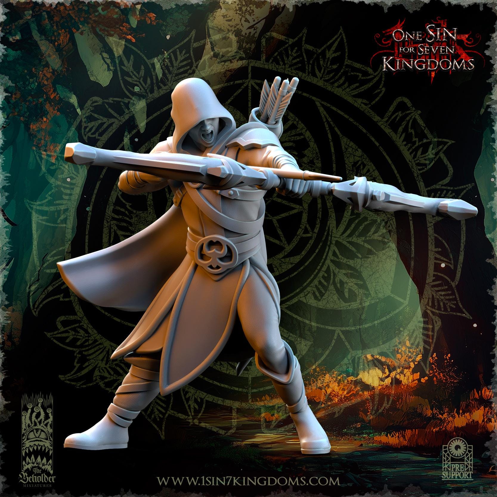 Evergreen Hooded Elf Rangers Set | The Beholder Miniatures | Compatible with D&D/AoS | Fantasy | Tabletop RPG