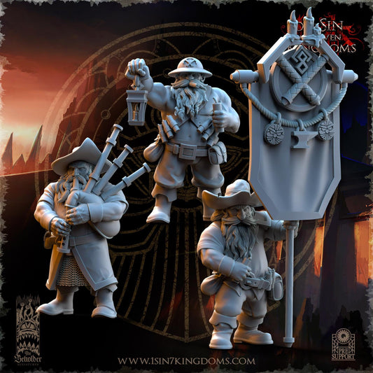 Dwarven Kingdoms Miners Command Unit | The Beholder Miniatures | Compatible with D&D/AoS | Fantasy | Tabletop RPG