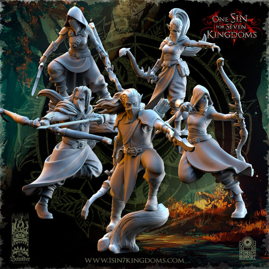 Evergreen Elves Shadow Stalkers Set | The Beholder Miniatures | Compatible with D&D/AoS | Fantasy | Tabletop RPG