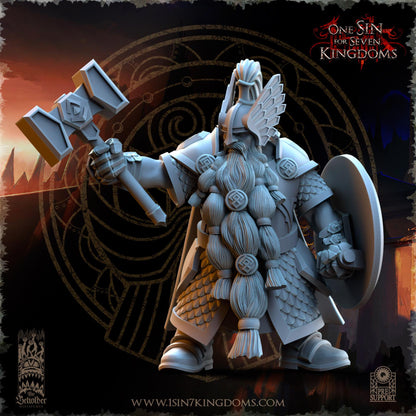 Dwarven Kingdoms Highborn Warriors Command Unit | The Beholder Miniatures | Compatible with D&D/AoS | Fantasy | Tabletop RPG