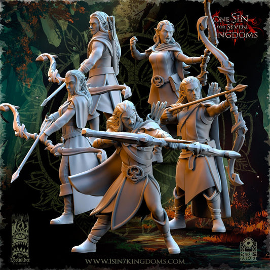 Evergreen Elf Rangers Set | The Beholder Miniatures | Compatible with D&D/AoS | Fantasy | Tabletop RPG
