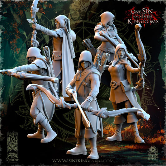 Evergreen Hooded Elf Rangers Set | The Beholder Miniatures | Compatible with D&D/AoS | Fantasy | Tabletop RPG
