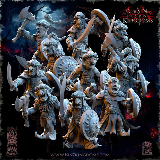 Black Horde Desert Goblin Unit with Sword and Shield | The Beholder Miniatures | Compatible with D&D/AoS | Fantasy | Tabletop RPG
