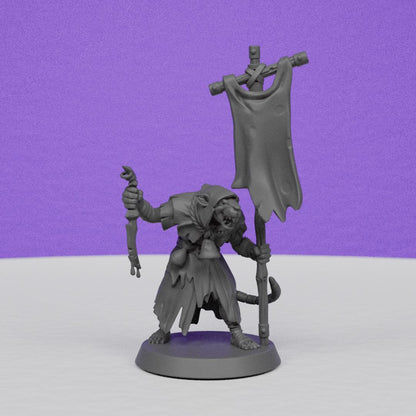 Ratfolk Banner Bearer | Galaad Miniatures | Compatible with D&D/AoS | Fantasy | Tabletop RPG