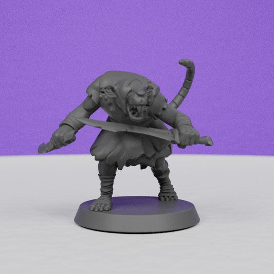 Ratfolk Warrior | Galaad Miniatures | Compatible with D&D/AoS | Fantasy | Tabletop RPG
