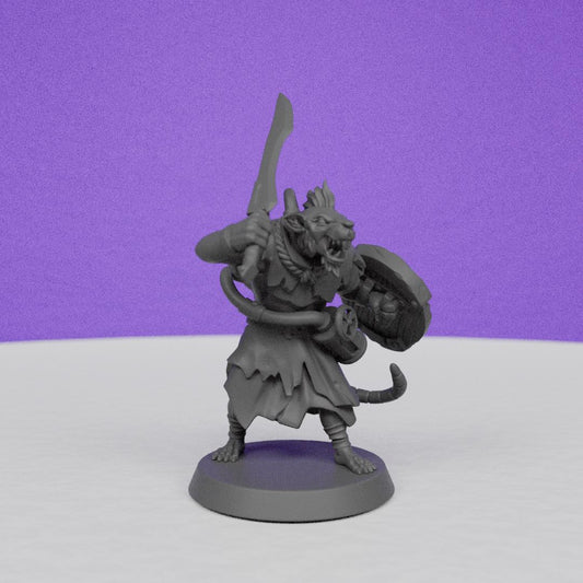 Ratfolk Toxic Warrior | Galaad Miniatures | Compatible with D&D/AoS | Fantasy | Tabletop RPG