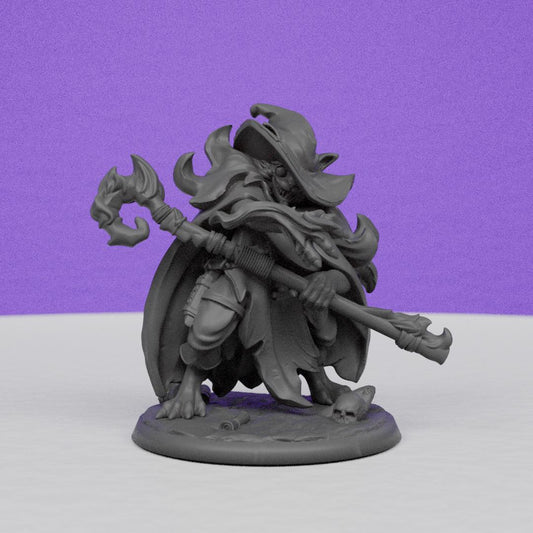 Tekiss Catfolk Dark Mage | Miniatures Blueprint | Compatible with D&D/AoS | Fantasy