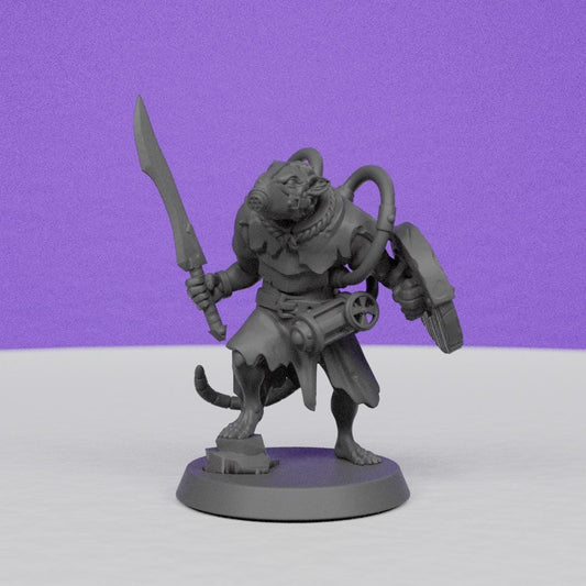 Ratfolk Toxic Fighter | Galaad Miniatures | Compatible with D&D/AoS | Fantasy | Tabletop RPG