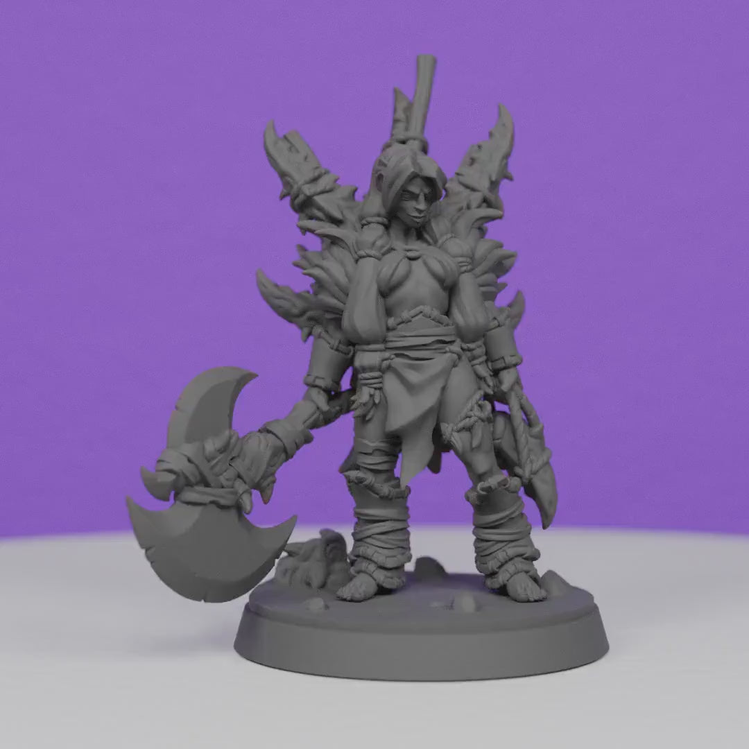 Female Barbarian Marauder | Lord of War Miniatures | Compatible with D&D/AoS | Fantasy | Tabletop RPG