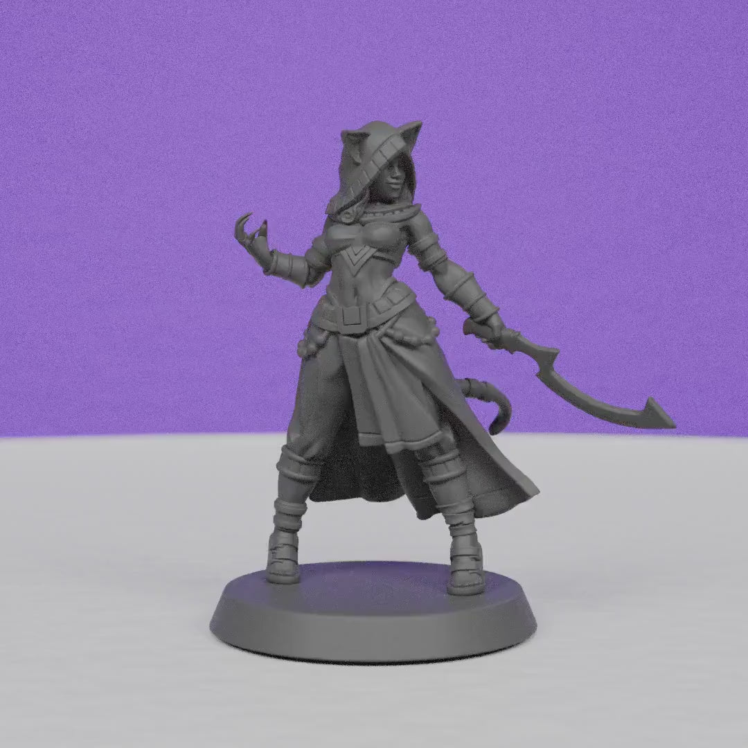 Female Leonin Fighter | Galaad Miniatures | Compatible with D&D/AoS | Fantasy | Tabletop RPG