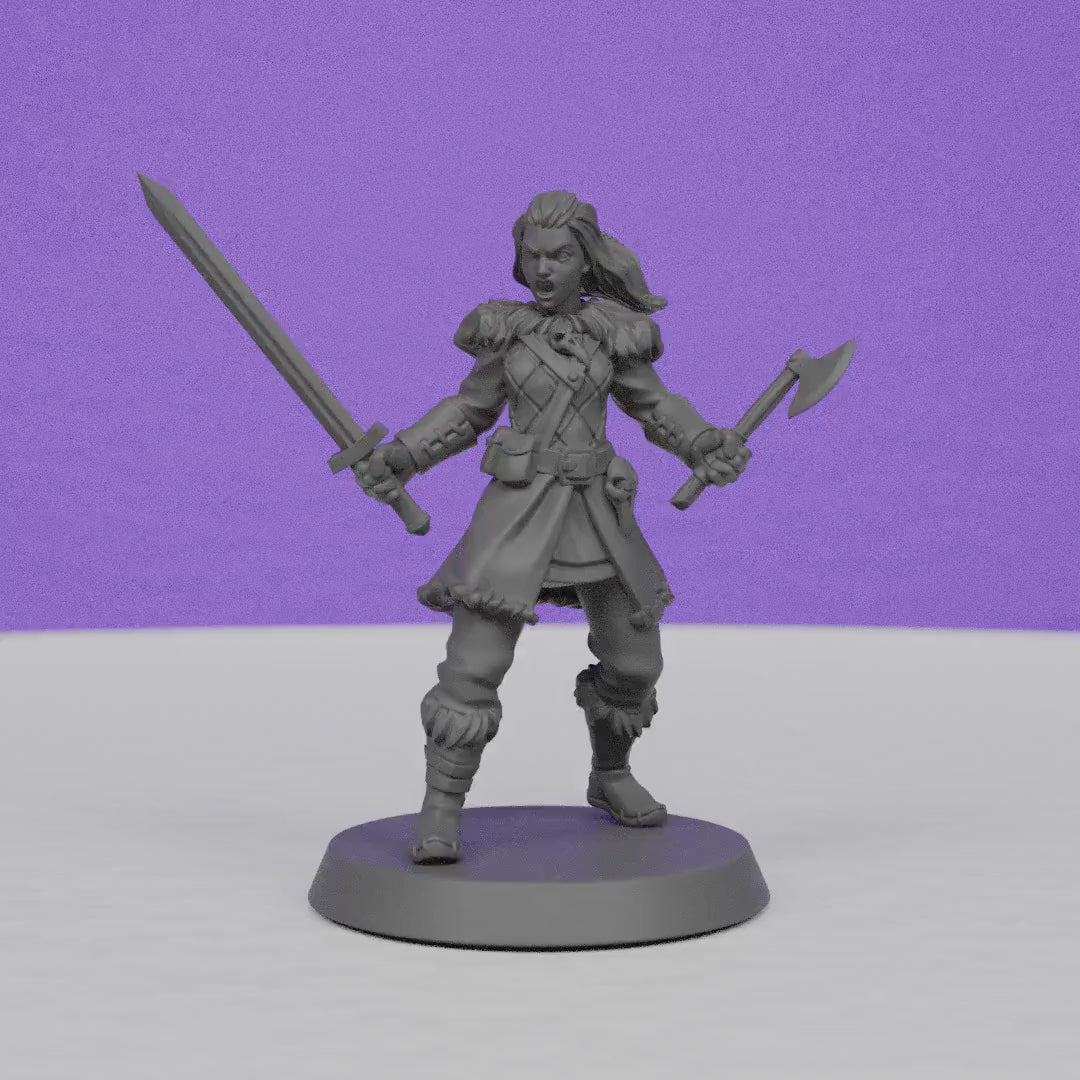 Female Norse Warrior | Galaad Miniatures | Compatible with D&D/AoS | Fantasy | Tabletop RPG