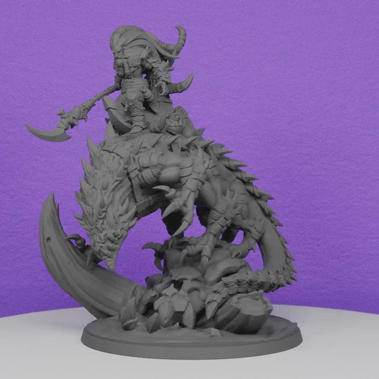 Barbarian Warlord on Basilisk | Lord of War Miniatures | Compatible with D&D/AoS | Fantasy | Tabletop RPG