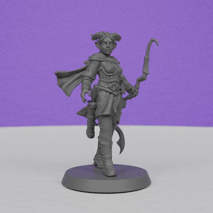 Female Tiefling Archer | Galaad Miniatures | Compatible with D&D/AoS | Fantasy | Tabletop RPG
