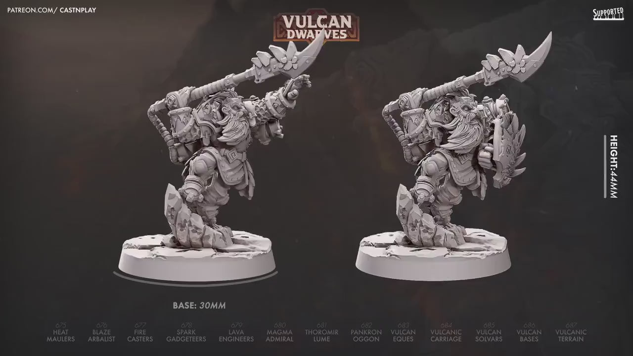 Dwarf Magma Admiral Miniature | CastnPlay | Compatible with D&D/AoS | Fantasy