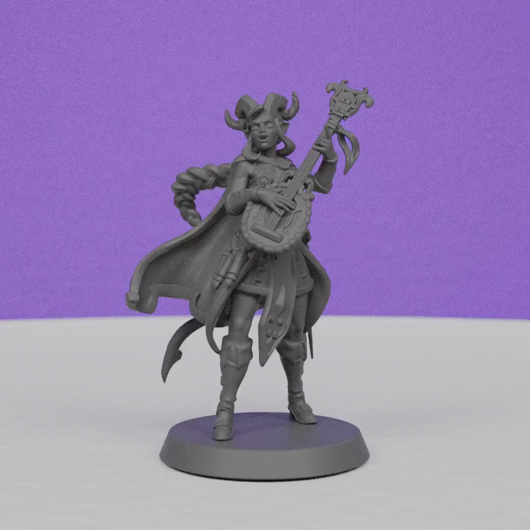 Female Tiefling Bard Astoria | Galaad Miniatures | Compatible with D&D/AoS | Fantasy | Tabletop RPG