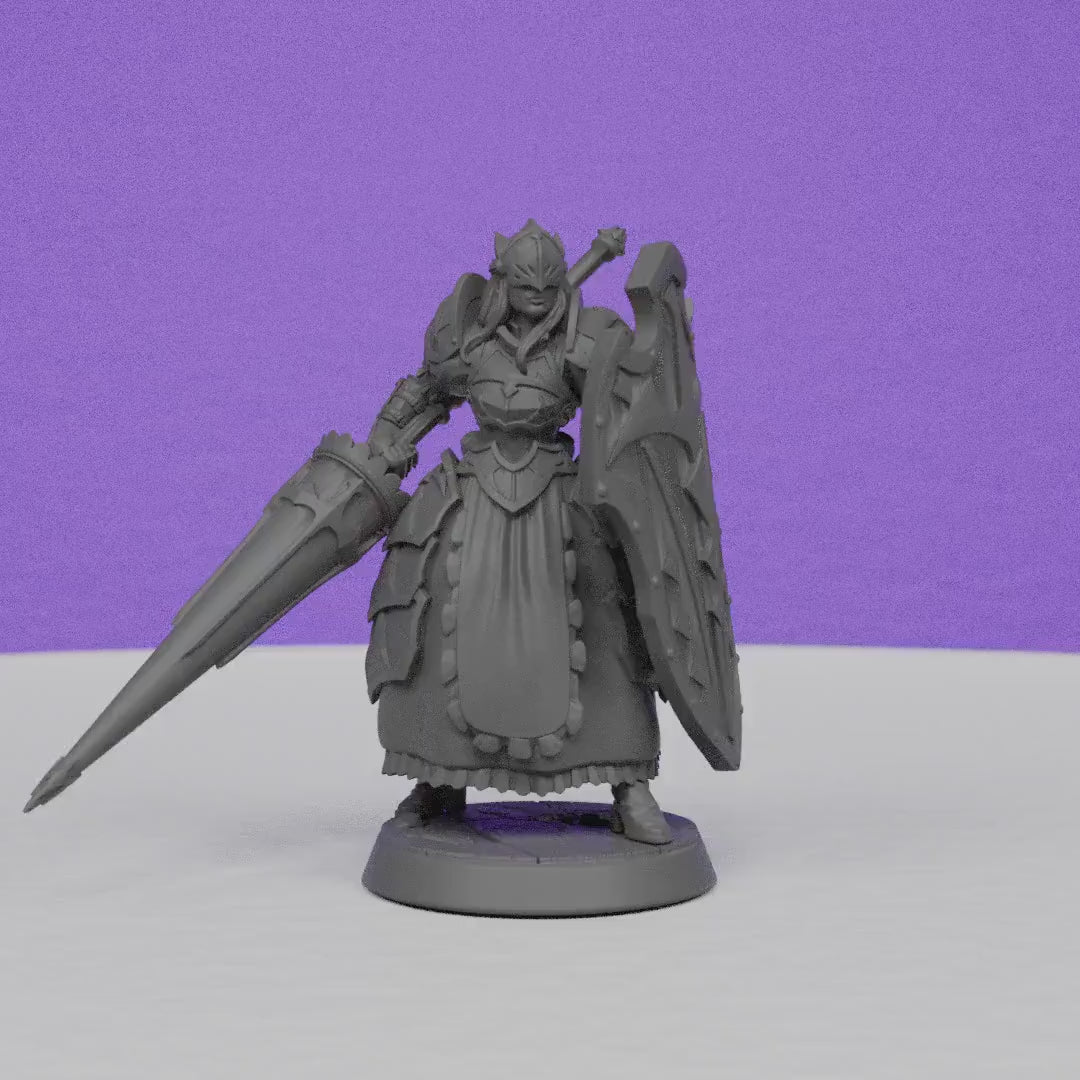 Maid Knight | Miniatures Blueprint | Compatible with D&D/AoS | Fantasy