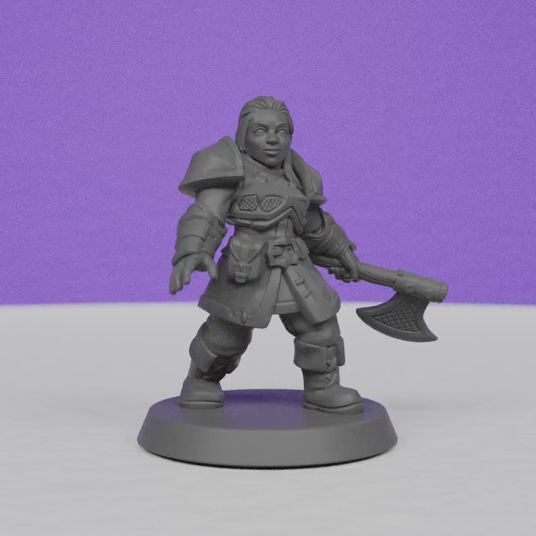 Female Dwarf Warrior | Galaad Miniatures | Compatible with D&D/AoS | Fantasy