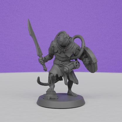 Ratfolk Toxic Fighter | Galaad Miniatures | Compatible with D&D/AoS | Fantasy | Tabletop RPG