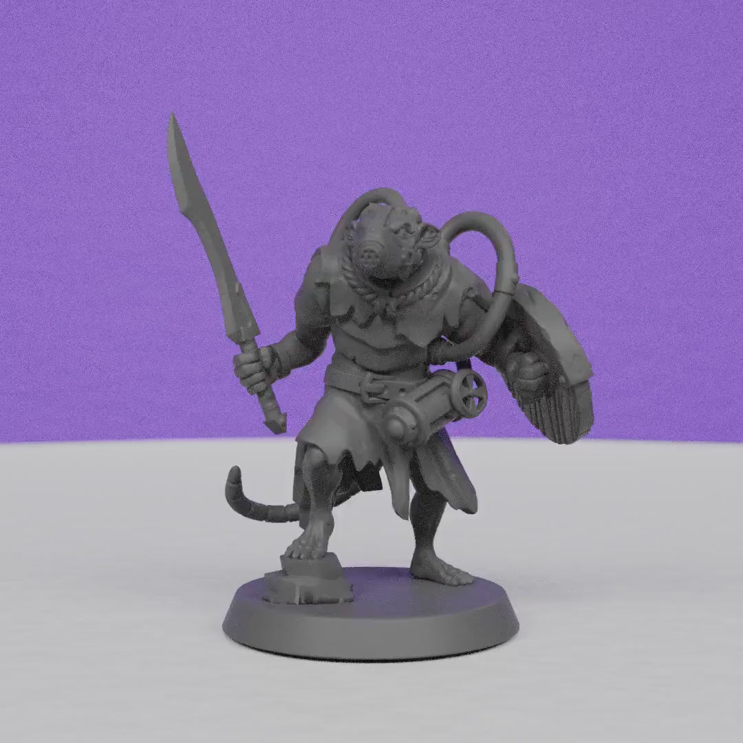 Ratfolk Toxic Fighter | Galaad Miniatures | Compatible with D&D/AoS | Fantasy | Tabletop RPG