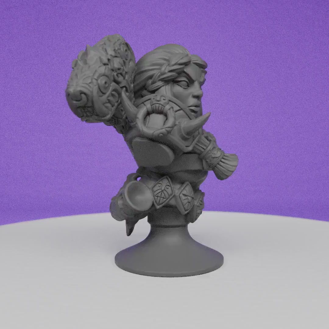 Dwarf Berserker Female Bust | Artisan Guild | Compatible with D&D/AoS | Fantasy